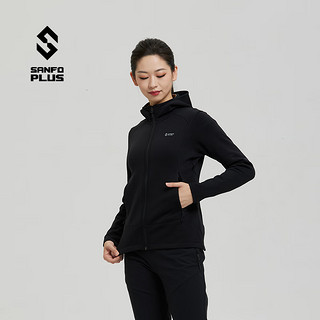 SANFO PLUS Power Stretch 熔岩系列连帽Polartec保暖抓绒衣 女款 18098 黑色 经典版 L