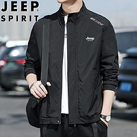 JEEP SPIRIT 吉普夹克男春秋外套冬季立领户外商务中青年休闲男装 黑色 2XL