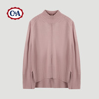 C&A秋冬短款毛衣女下摆开叉设计韩版羊毛衫宽松半高领 常规