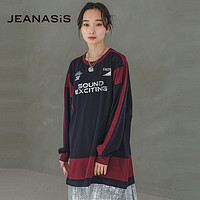 JEANASiS T恤女2025春季宽松潮流运动休闲拼色套头衫106989