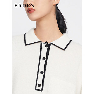 ERDOS 冬季设计感线条装饰Polo领针织女羊绒衫