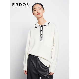 ERDOS 冬季设计感线条装饰Polo领针织女羊绒衫