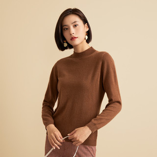 春竹 SPRING BAMBOO100%山羊绒衫女百搭纯色打底衫保暖针织半高领女套衫 L/100 新杏粉