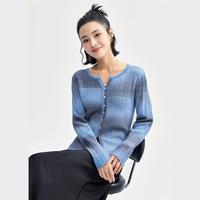 2024年秋冬渐变单排扣圆领毛织针织衫女款 毛衣