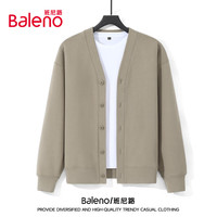 班尼路(Baleno)开衫夹克男春秋款纯色纽扣百搭男士上衣休闲潮流重磅320G棉外套