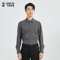 利郎轻时尚男装【气溶胶蓄热】衬衫男满底印花加绒长袖衬衣Q4DXC001 深灰  (175)