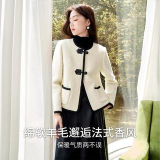 香影 X.YING【时尚冬装】小香风毛呢外套小个子气质赫本风法式短款大衣