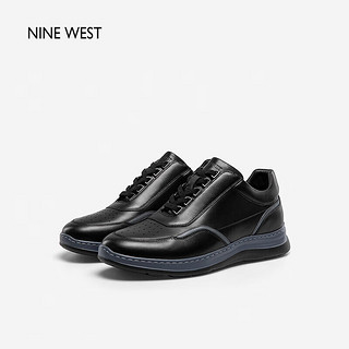 NINE WEST 休闲鞋舒适轻便透气运动鞋牛皮平底男皮鞋NA279003CC黑色41