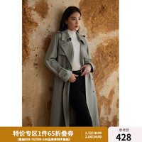 独束大码女装经典英伦风中长款风衣秋装微胖mm复古风气质外套 大象灰 L