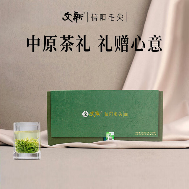 文新 绿茶信阳毛尖特级152g2024年雨前年货节新年礼盒