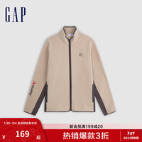 Gap男女装2024秋冬新款刺绣logo撞色拼接立领夹克外套简约676244