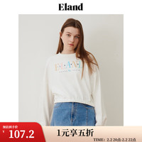 ELAND衣恋卫衣女春秋款潮酷短款松紧下摆柔软舒适卫衣 (15)Grey