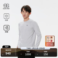 /可隆 KOLON SPORT抓绒长袖 男子秋冬户外休闲衣保暖抗菌圆领T恤上衣 LHRT4WN123-LG