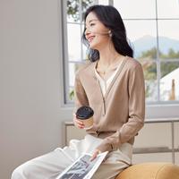 香影 X.YING【2024春装】假两件针织衫女时尚洋气设计感正肩显瘦拼接上衣