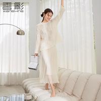 香影 X.YING【2024时尚秋装】超仙百褶网纱半身裙女高腰a字飘逸仙气裙子