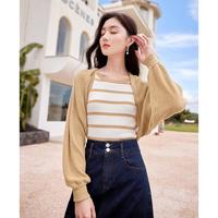 香影 X.YING【时尚夏装】针织开衫外套女薄款短款纯色蝙蝠袖披肩外搭