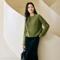 香影 X.YING【2024时尚冬装】圆领针织衫温柔风软糯毛衣减龄开叉宽松上衣