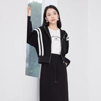 香影 X.YING【2024时尚秋冬装】休闲运动风外套女短款夹克宽松百搭连帽卫衣