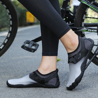 RZWOLF 夏季骑行鞋男女户外无锁山地公路休闲透气软底防滑自行车鞋子 泉F001黑灰（偏大一码） 44