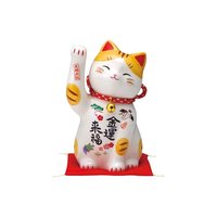 药师窑手工彩绘陶瓷招财猫摆件附铃铛开业乔迁创意礼