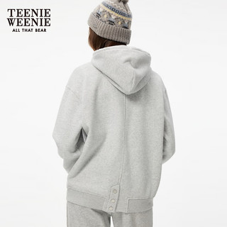 Teenie Weenie小熊加绒卫衣2024年冬季抽绳连帽休闲宽松上衣女