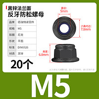 佰瑞特 法兰面防松螺母 M5(20个) 黑锌平面