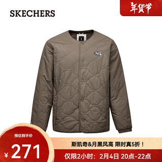 斯凯奇（Skechers）女时尚百搭棉服轻质保暖外套舒适夹克L424U175 菌棕色/0409 2XL