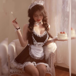 霏慕 Fee et moi 情趣女佣制服套装（发箍+颈环+连衣裙+围裙+T裤+手环+腿环）