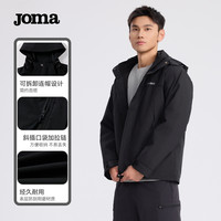 Joma24年秋冬连帽保暖外套防泼水三合一户外运动休闲上衣 卡其色/黑 XL