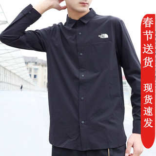 The North Face北面衬衫男款24龙年春夏户外休闲速干透气防晒长袖外套4NCQ JK3黑色 M