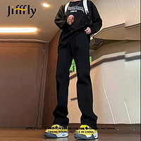 百亿补贴：jifffly 微喇弯刀牛仔裤男美式高街提档显高显瘦青少年宽松直筒裤