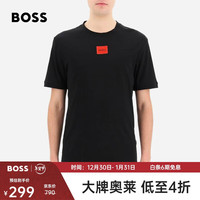 雨果博斯（HUGO BOSS）纯色logo圆领短袖T恤男款50447978001 黑色 XL 