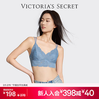 VICTORIA'S SECRET 维密 法式三角杯柔软花漾蕾丝舒适薄款无钢圈文胸内衣女性感背心 3JSD牛仔蓝 11249615 S