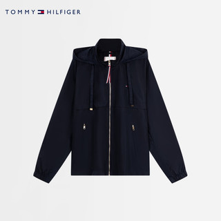 Tommy Hilfiger25春夏女装休闲净色轻薄立领连帽风衣款单夹克外套03979 藏青色DW5 L （：125-135斤）