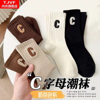 TJVF 女士中筒袜 学院风潮袜