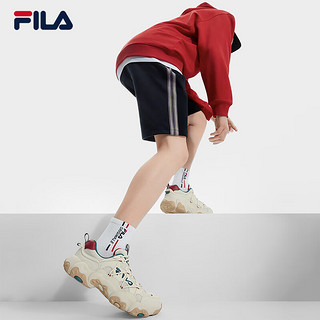 FILA 斐乐男鞋猫爪鞋6代老爹鞋2025春轻便舒适休闲耐磨运动鞋 云端白-CC 42.5