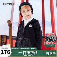 Converse匡威儿童装男童外套秋冬季拼色连帽厚外套潮女童时尚保暖棉服 正黑色 160 【160L(XL)cm】