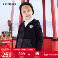 Converse匡威儿童装男童外套秋冬季拼色连帽厚外套潮女童时尚保暖棉服 正黑色 150 【150(M)cm】