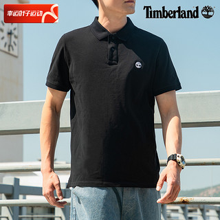 Timberland 黑色翻领短袖男2025春季新款运动服男士商务POLO衫半袖T恤