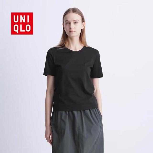 UT 优衣库（UNIQLO）新款时尚女士圆领T恤短袖纯棉郁可唯同款 09黑色 155/80A/S