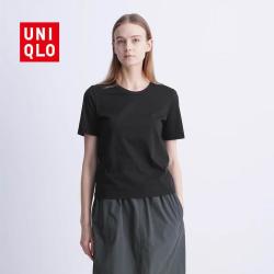 UT 优衣库（UNIQLO）新款时尚女士圆领T恤短袖纯棉郁可唯同款 09黑色 155/80A/S