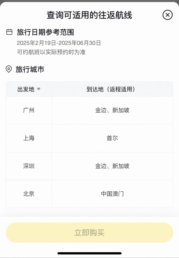 上海往返首尔400/人，重庆往返新加坡500/人！南方航空 经济舱国际机票4次卡