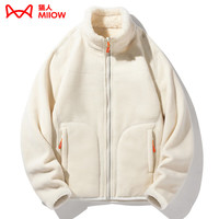 猫人(MiiOW)抓绒衣女男摇粒绒外套秋冬毛衫户外保暖珊瑚绒卫衣加绒双面穿 KY1008S象牙白-女 2XL