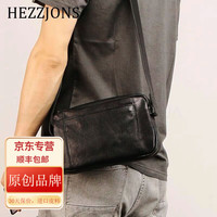 赫泽琼斯 HEZZ JONES 男士单肩斜挎包 10039302734964 黑色大号进口牛皮