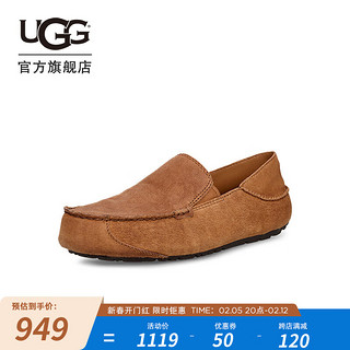 UGG 春季男士休闲一脚蹬懒人鞋舒适平底鞋豆豆鞋乐福鞋 1108189 CHE  栗色 44 CHE | 栗色