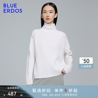 BLUE ERDOS针织衫毛衣女羊毛混纺半高领落肩纯色保暖套衫上衣
