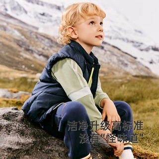 英氏（YEEHOO）儿童羽绒服女童轻薄款马甲羽绒上衣男童秋冬羽绒马夹 深宝蓝 130