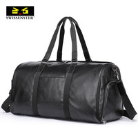 斯维森之星真皮旅行包男士大容量手提旅游袋头层牛皮健身包行李包短途登机包 2097#干湿分离+鞋仓