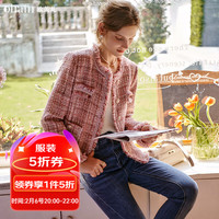 Olrain法式小香风短外套女秋冬2024气质名媛粉色小个子上衣 粉色 L