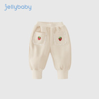 JELLYBABY宝宝裤子秋冬加绒款卫裤秋季儿童束脚休闲裤女孩长裤女童秋装 卡其 140CM